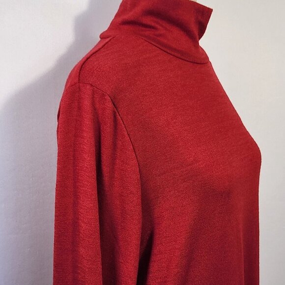 NWT  T-Tahari Women's Size Large Red Mock Neck Long Sleeve Vented Sweater Casual - Picture 8 of 16